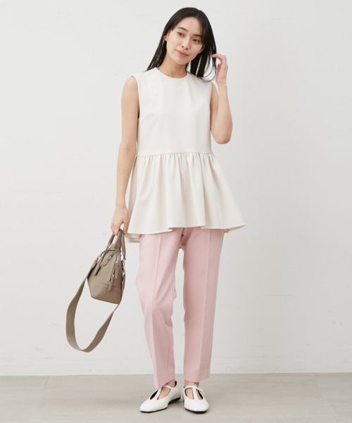 Mila Owen（ミラオーウェン）の「後ろゴムセンタープレステーパードパンツ【手洗い可能】（その他パンツ・レディース・チェック/ターコイズブルー/オフホワイト/ブラック/ダークネイビー/ライトピンク/その他/ピンク・2/1/00/0）」の6枚目の写真