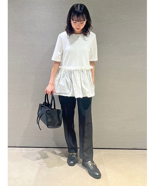 後ろゴムセンタープレステーパードパンツ【手洗い可能】（その他