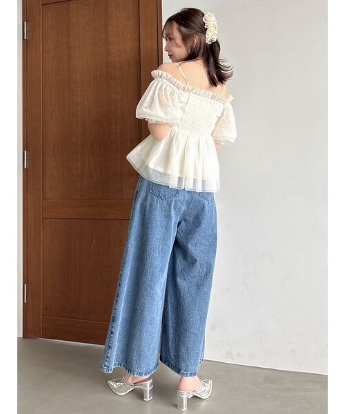 dazzlin（ダズリン）の「ダブルハイウエストワイドデニムパンツ（デニムパンツ・レディース・インディゴブルー・SMALL/X-SMALL/MEDIUM）」の5枚目の写真