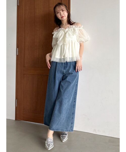 dazzlin（ダズリン）の「ダブルハイウエストワイドデニムパンツ（デニムパンツ・レディース・インディゴブルー・SMALL/X-SMALL/MEDIUM）」の6枚目の写真