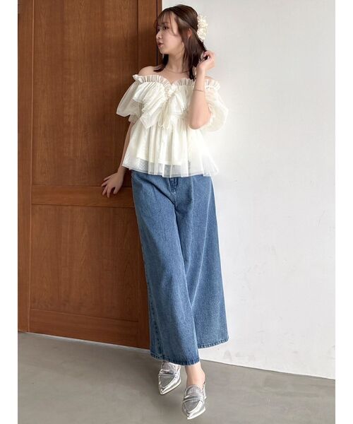 dazzlin（ダズリン）の「ダブルハイウエストワイドデニムパンツ（デニムパンツ・レディース・インディゴブルー・SMALL/X-SMALL/MEDIUM）」の7枚目の写真