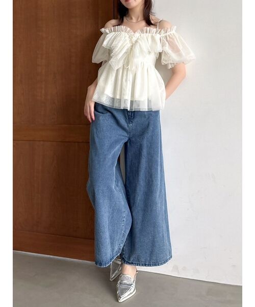 dazzlin（ダズリン）の「ダブルハイウエストワイドデニムパンツ（デニムパンツ・レディース・インディゴブルー・SMALL/X-SMALL/MEDIUM）」の8枚目の写真