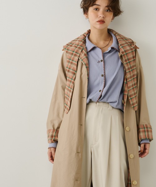 【美品】45R 908モッズコート リバーシブル ユニセックス スプリングコート CREARE -LINO- トレンチコート コート 「2WAY」 スタンドカラー