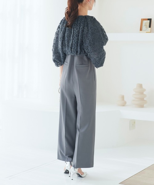 RUIRUE BOUTIQUE(ルイルエブティック)の「オケージョンドレス 結婚式 ストレッチ 洗える | 華やぎ セットアップ ドレス 立体 レース ボレロ / オールインワン | 二次会 披露宴 パーティー 美脚 パーティードレス(パンツドレス・レディース・チャコール/オフホワイト/ブラック・LL/S/M/L)」の20枚目の写真