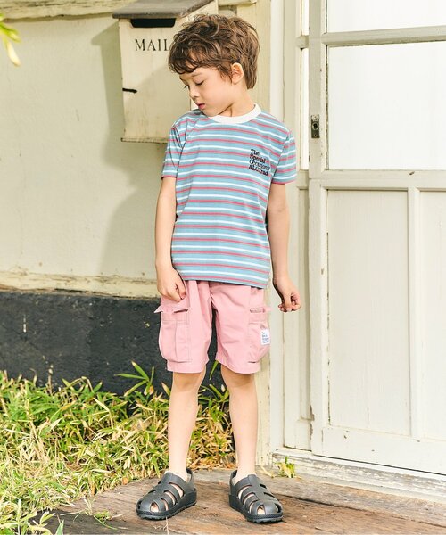 apres les cours(アプレレクール)の「ALCロゴボーダーTシャツ(Tシャツ/カットソー・キッズ・ベージュ/サックスブルー・130/120/110/100/90/80)」の9枚目の写真