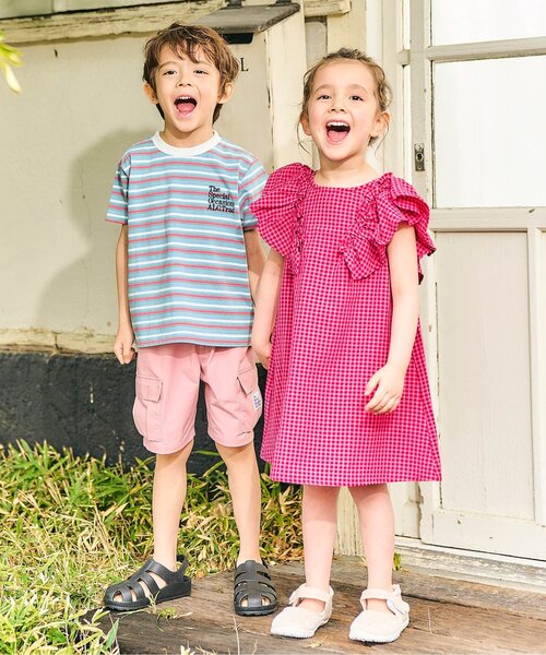 apres les cours(アプレレクール)の「ALCロゴボーダーTシャツ(Tシャツ/カットソー・キッズ・ベージュ/サックスブルー・130/120/110/100/90/80)」の11枚目の写真