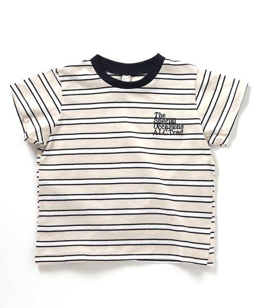 apres les cours(アプレレクール)の「ALCロゴボーダーTシャツ(Tシャツ/カットソー・キッズ・ベージュ/サックスブルー・130/120/110/100/90/80)」の12枚目の写真