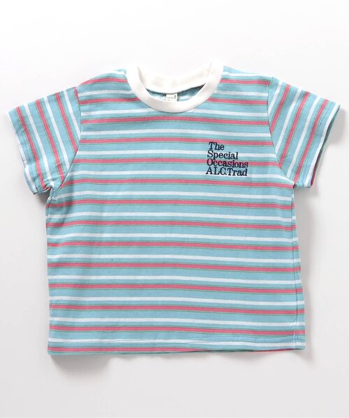 apres les cours(アプレレクール)の「ALCロゴボーダーTシャツ(Tシャツ/カットソー・キッズ・ベージュ/サックスブルー・130/120/110/100/90/80)」の13枚目の写真