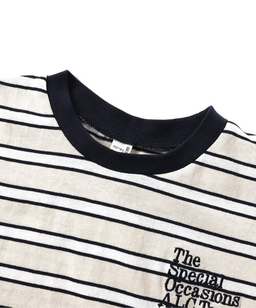 apres les cours(アプレレクール)の「ALCロゴボーダーTシャツ(Tシャツ/カットソー・キッズ・ベージュ/サックスブルー・130/120/110/100/90/80)」の15枚目の写真