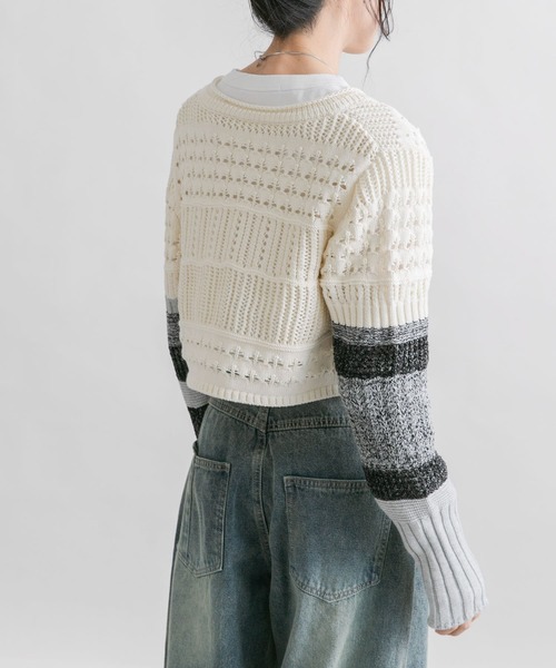 KBF(ケイビーエフ)の「パッチワークショートカーディガン(カーディガン/ボレロ・レディース・ホワイト系その他/ブルー系その他/ピンク系その他・ONE)」の13枚目の写真