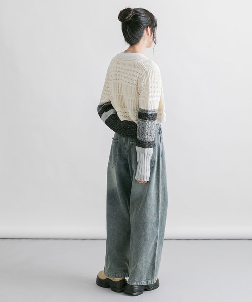 KBF(ケイビーエフ)の「パッチワークショートカーディガン(カーディガン/ボレロ・レディース・ホワイト系その他/ブルー系その他/ピンク系その他・ONE)」の16枚目の写真