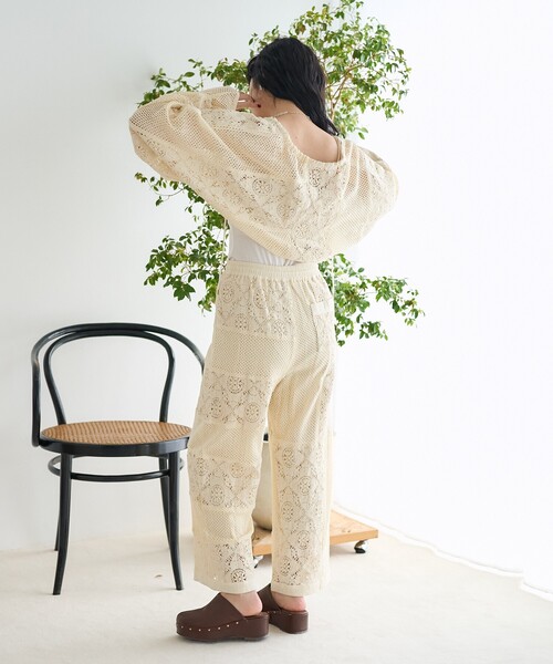 FREAK'S STORE（フリークスストア）の「インド パッチワークレースパンツ/レースイージーパンツ〈セットアップ対応〉（その他パンツ・レディース・オフホワイト/ブラック・ﾌﾘ-）」の3枚目の写真