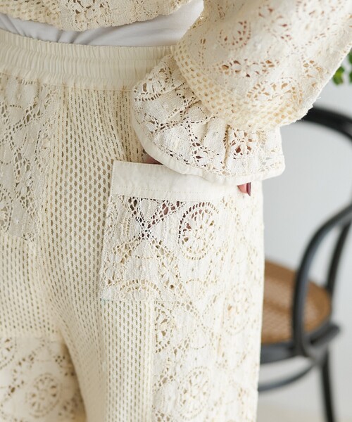 FREAK'S STORE（フリークスストア）の「インド パッチワークレースパンツ/レースイージーパンツ〈セットアップ対応〉（その他パンツ・レディース・オフホワイト/ブラック・ﾌﾘ-）」の8枚目の写真