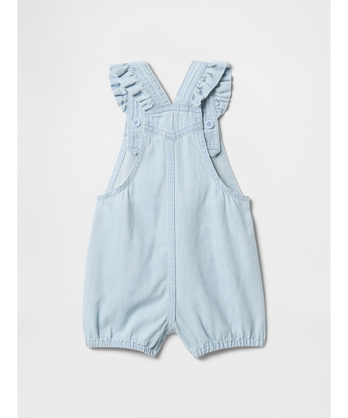 GAP（ギャップ）の「デニム ラッフルフリルショートオール (ベビー)（サロペット/オーバーオール・キッズ・インディゴブルー・60cm/70cm/80ｃｍ/90cm）」の2枚目の写真