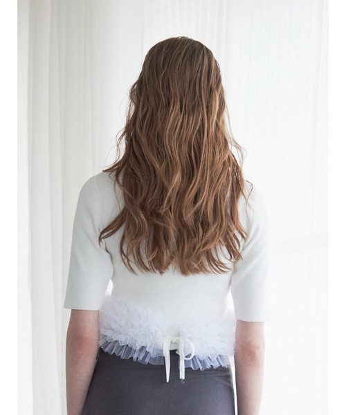 etre loin（エトルワン）の「Hem tulle rib knit（ニット/セーター・レディース・イエロー/ホワイト/ブラック・M）」の6枚目の写真