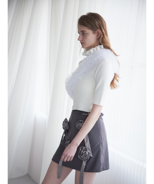 etre loin（エトルワン）の「Hem tulle rib knit（ニット/セーター・レディース・イエロー/ホワイト/ブラック・M）」の13枚目の写真