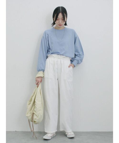 Samansa Mos2 blue(サマンサモスモスブルー)の「ストレートイージーパンツ(その他パンツ・レディース・チャコールグレー/オフホワイト/ピンク・F)」の12枚目の写真