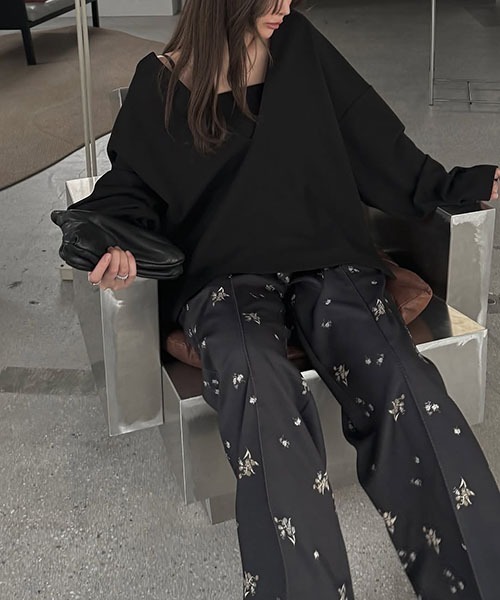 WILLFULLY（ウィルフリー）の「double belt loop center seam ditsy print PT（スラックス・レディース・ブラック/ベージュ・FREE）」の11枚目の写真