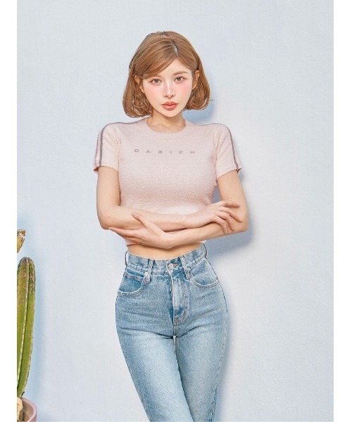 ダーリッチ ラインパイルニット ダーリッチ Darich ラインパイルニットトップス （サックス