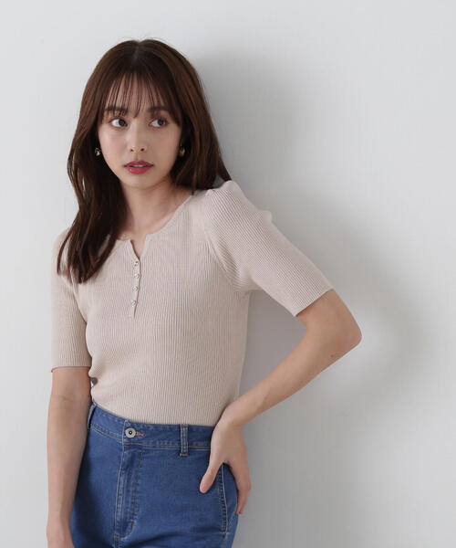 PROPORTION BODY DRESSING（プロポーションボディドレッシング）の「ヘンリーネックニット / 1215170404（ニット/セーター・レディース・ピンク/ベージュ/ブラック・MEDIUM/SMALL）」の17枚目の写真