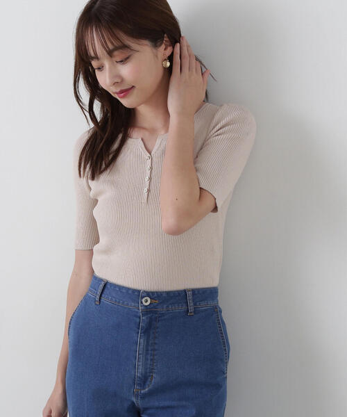 PROPORTION BODY DRESSING（プロポーションボディドレッシング）の「ヘンリーネックニット / 1215170404（ニット/セーター・レディース・ピンク/ベージュ/ブラック・MEDIUM/SMALL）」の15枚目の写真