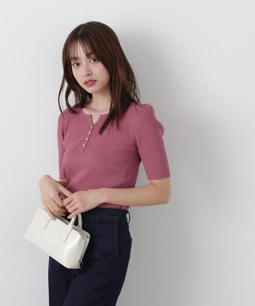 PROPORTION BODY DRESSING（プロポーションボディドレッシング）の「ヘンリーネックニット / 1215170404（ニット/セーター・レディース・ピンク/ベージュ/ブラック・MEDIUM/SMALL）」の7枚目の写真