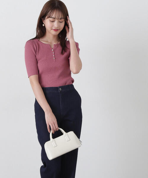 PROPORTION BODY DRESSING（プロポーションボディドレッシング）の「ヘンリーネックニット / 1215170404（ニット/セーター・レディース・ピンク/ベージュ/ブラック・MEDIUM/SMALL）」の6枚目の写真