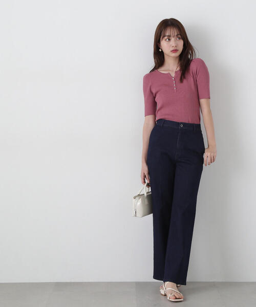 PROPORTION BODY DRESSING（プロポーションボディドレッシング）の「ヘンリーネックニット / 1215170404（ニット/セーター・レディース・ピンク/ベージュ/ブラック・MEDIUM/SMALL）」の5枚目の写真