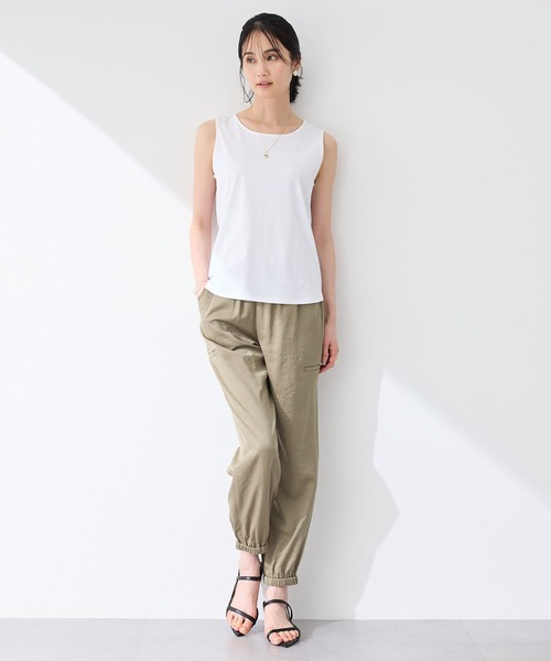 A/C DESIGN BY ALPHA CUBIC（エーシーデザインバイアルファキュービック）の「2025春夏【接触冷感・UVカット】スゴつやタンクトップ（Tシャツ/カットソー・レディース・ブラック/オフホワイト・L/LL/M）」の8枚目の写真