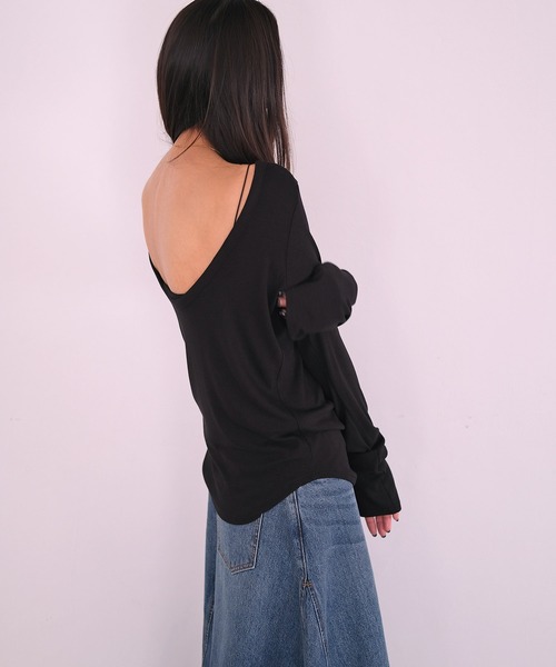 AKTE（アクテ）の「バックラウンドリラックスプルオーバー（Tシャツ/カットソー・レディース・アイボリー/ブラック/ライトグリーン・FREE）」の9枚目の写真