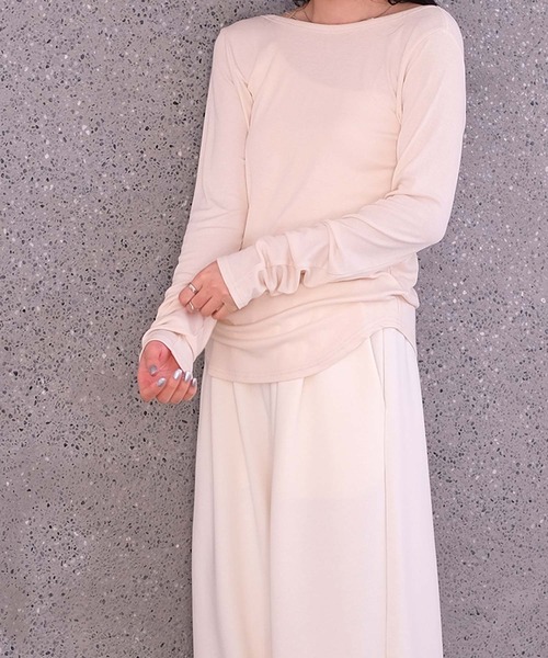 AKTE（アクテ）の「バックラウンドリラックスプルオーバー（Tシャツ/カットソー・レディース・アイボリー/ブラック/ライトグリーン・FREE）」の12枚目の写真