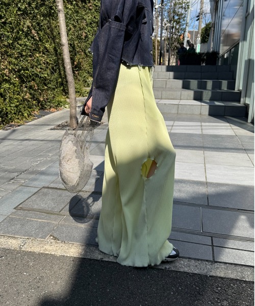 MAISON ELLIE(メゾンエリー)の「cut off pleats wide pants(その他パンツ・レディース・ライトグリーン/コーラル/ブラック・FREE)」の9枚目の写真