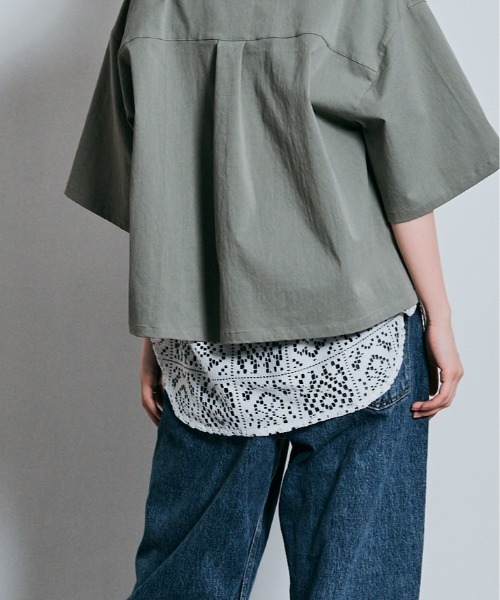 W:Huku(フーク)の「スクエアレース ノースリーブ トップス / ノースリーブ フレンチスリーブ 袖なし(シャツ/ブラウス・レディース・オフホワイト/ブラック・FREE)」の17枚目の写真