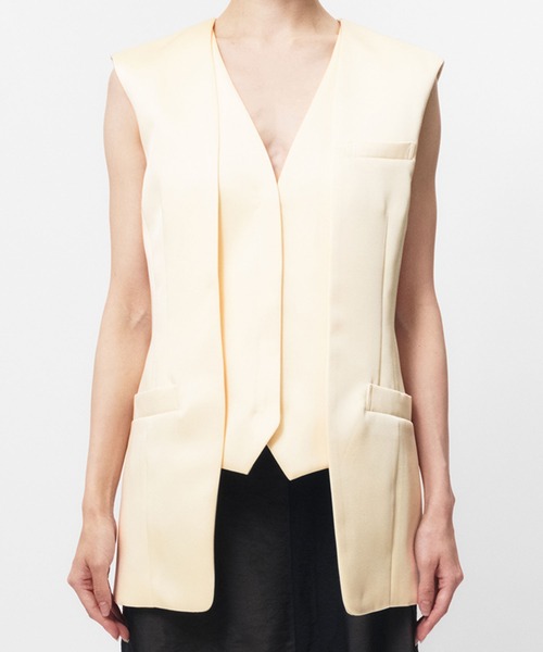DOUBLE SATIN LAYERED GILET / ダブルサテンレイヤードジレ