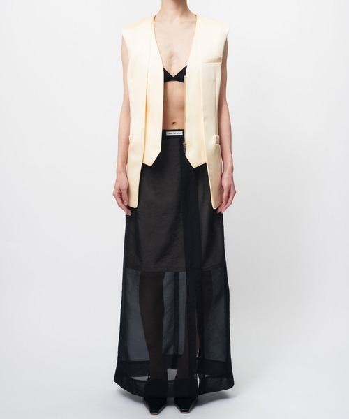 DOUBLE SATIN LAYERED GILET / ダブルサテンレイヤードジレ