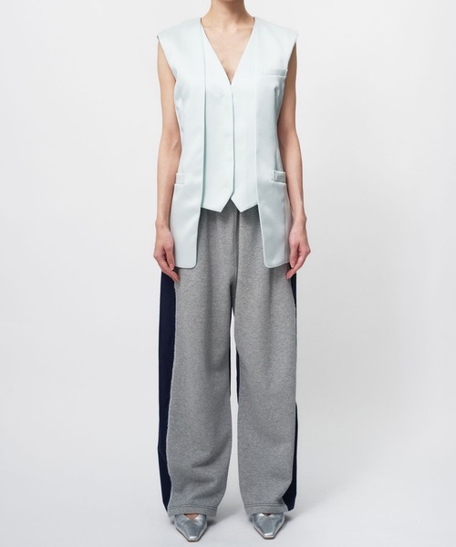 DOUBLE SATIN LAYERED GILET / ダブルサテンレイヤードジレ