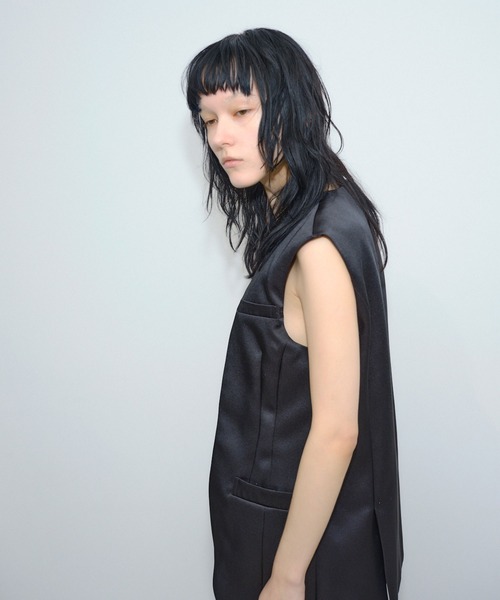 DOUBLE SATIN LAYERED GILET / ダブルサテンレイヤードジレ