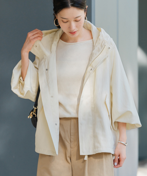 ≪追加≫リネンPLタッサーフードショートブルゾン 2（マウンテン