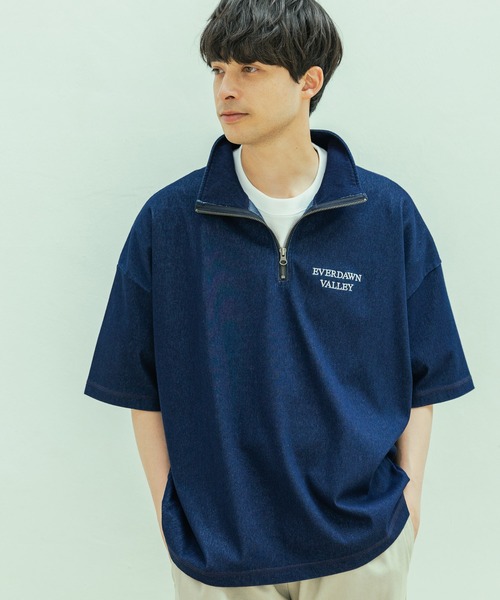 セール】デニムライクハーフZIP / 324598（Tシャツ/カットソー