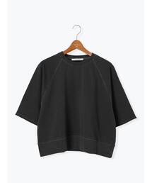 Lugnoncure | 7分袖カットオフミニ裏毛トップス(Tシャツ/カットソー)