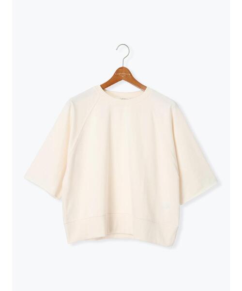 Lugnoncure（ルノンキュール）の「7分袖カットオフミニ裏毛トップス（Tシャツ/カットソー・レディース・チャコールグレー/オフホワイト/ブラック・F）」の11枚目の写真