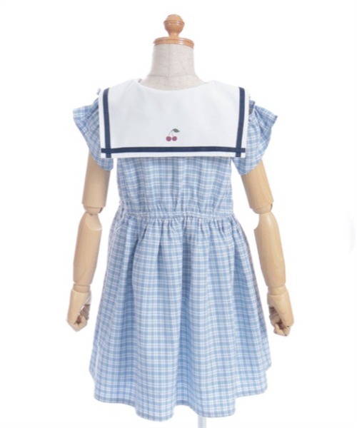 axes femme(アクシーズファム)の「チェック柄セーラー肩開きワンピース(ワンピース・キッズ・レッド/サックスブルー・MEDIUM/LARGE/X-LARGE)」の16枚目の写真