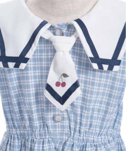 axes femme(アクシーズファム)の「チェック柄セーラー肩開きワンピース(ワンピース・キッズ・レッド/サックスブルー・MEDIUM/LARGE/X-LARGE)」の21枚目の写真