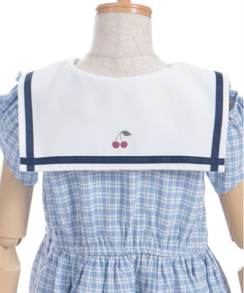 axes femme(アクシーズファム)の「チェック柄セーラー肩開きワンピース(ワンピース・キッズ・レッド/サックスブルー・MEDIUM/LARGE/X-LARGE)」の22枚目の写真