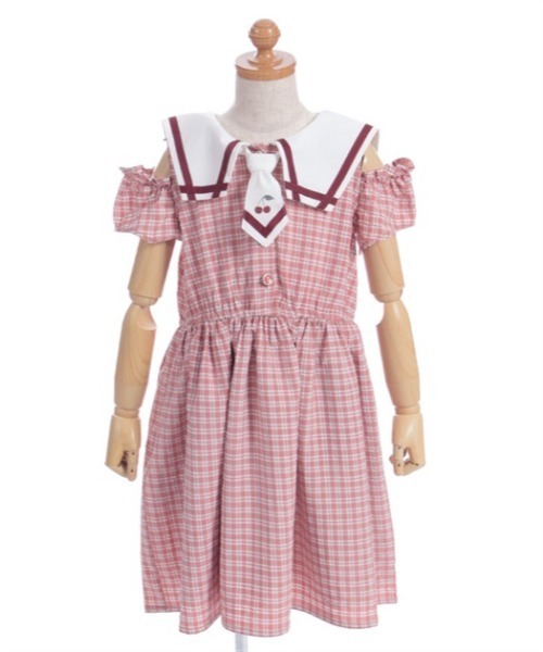 axes femmeセーラー襟 ピンク ワンピース すみれ柄セーラー襟