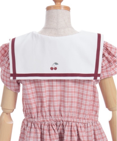 axes femme(アクシーズファム)の「チェック柄セーラー肩開きワンピース(ワンピース・キッズ・レッド/サックスブルー・MEDIUM/LARGE/X-LARGE)」の8枚目の写真