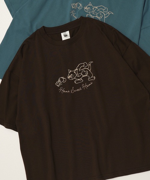 Tom&Jerry(トムアンドジェリー)の「【TOM & JERRY/トムとジェリー】天竺 プリント/刺繍 WIDEシルエット 半袖Tシャツ(Tシャツ/カットソー・レディース・ブルー系/ブラウン/オフホワイト/ライラック・L/M)」の20枚目の写真