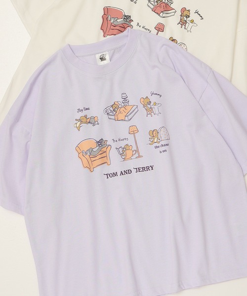 Tom&Jerry(トムアンドジェリー)の「【TOM & JERRY/トムとジェリー】天竺 プリント/刺繍 WIDEシルエット 半袖Tシャツ(Tシャツ/カットソー・レディース・ブルー系/ブラウン/オフホワイト/ライラック・L/M)」の22枚目の写真