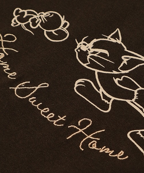 Tom&Jerry(トムアンドジェリー)の「【TOM & JERRY/トムとジェリー】天竺 プリント/刺繍 WIDEシルエット 半袖Tシャツ(Tシャツ/カットソー・レディース・ブルー系/ブラウン/オフホワイト/ライラック・L/M)」の18枚目の写真