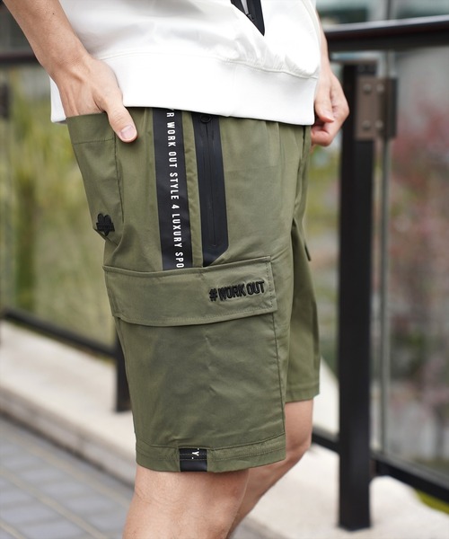LUXE/R GOLF ストレッチ　クロスサイドライン ショートカーゴパンツ RM)【LUXE/R GOLF】ストレッチ クロス サイドライン ショート